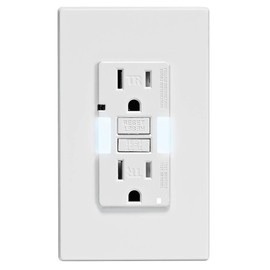 Leviton GFCI Outlet with Guidelight, 15 Amp, Self Test, Tamper-Resistant with LED Indicator Light, Replaces Plugged in Night Light, GFNL1-W, White