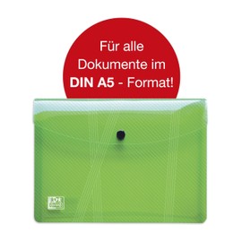 Oxford Oxford Dokumentenmappe A5, aus Kunststoff, transparent, 5 Farben, 5er Pack, Farblich sortiert