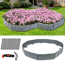 Yonroik Garden Edging Border,16 FT Plastic Landscape Edging No Dig for Flower Beds, Garden Borders and Edging for DIY Outdoor Patio Balcony Yard Walkway (20 PCS, Gray)