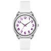 Bisley 35MM White Watch for Women Silicone Strap Purple Arabic