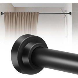Shower Curtain Rod 31-80 in Adjustable Curtain Rod No Drilling Black Tension Shower Rod Stainless Steel for Bathroom Room Divider - Color: black, Size: 31-42 in