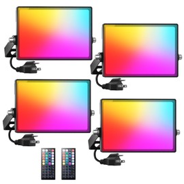 Onforu LED Flood Light Outdoor 35W Color Changing RGBW Floodlight with Remote, 2700K Warm White IP66 Stage Lighting Indoor Uplights for Events, Uplighting for Party 4 Pack