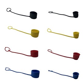 4Sets Rubber Dust Caps/Plugs For 3/4SAE Flat Face Hydraulic Bobcat Skid Steer Quick Couplers (Red,Yellow,Black,Blue)