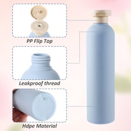 Molain 2Pcs Squeeze Bottles, 260ml Plastic Refillable Travel Containers Empty Dispensing Bottles with Disc Top Flip Cap Portable Leak Proof Bottles for Shampoo Creams Lotion Conditioner(Blue+Pink)