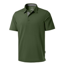 Men's Golf Shirts Dry Fit Moisture Wicking Performance Short Sleeve Collared Polo Shirts for Casual Tennis Bussiness (Dark Green, XXXL)