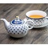 Grace Teaware Porcelain 4-Piece Tea For One (Trellis Blue Gold)