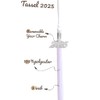 UIALECG Graduation Single Color Tassel with Date Drop 2025(White Tassel,Silver