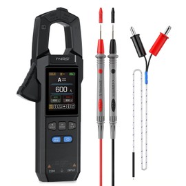 【Newly Upgraded】 FNRSI DMC-100 10000-Count True RMS Clamp Meter, 600A AC/DC Current & 750V Voltage Tester, NCV Detection, Temperature, Color Screen with Waveform, Power Meter, Type-C Rechargeable