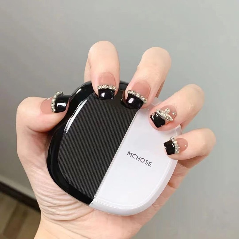 ネイルチップ 黒 ダイアモンド黒 24枚入り ネイル用品 ネイルチップ ショート ロング 春夏 ラウンドチップ