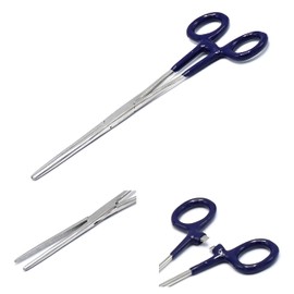 OdontoMed2011 Heavy Duty Navy Blue PVC Grip Handle German Grade Stainless Hemostat Forceps Straight Serrated 8" ODM