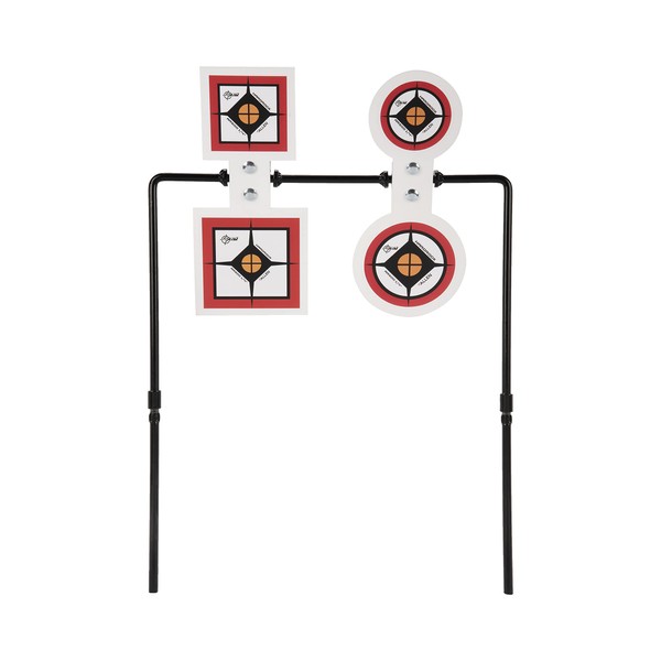 Allen Company EZ Aim Hardrock AR500 Steel Shooting Targets, Round Spinner Targets & Stand, 1/4" Thick, 16" W x 23" H, White/Red/Black