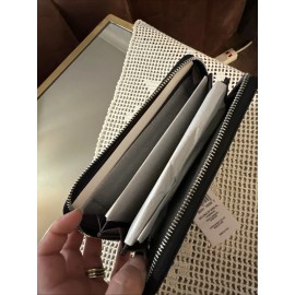 Coach NWT COACH C4452 Long Zip Around Wallet In Signature Canvas Silver/Graphite/Black