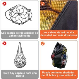 Taicols Bolsa de Pelota Bolsa de Red de Fútbol Bolsa Grande de Malla Deportiva para 12 Balones, Portátil Mochila Gimnasio Impermeable Bolsa de Almacenamiento para Piscine Playa Entrenador