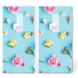 20 Individual Handkerchiefs Flowers Single Blossoms on Blue 2 Packs of 10 Individual Paper Handkerchiefs Printed Gift