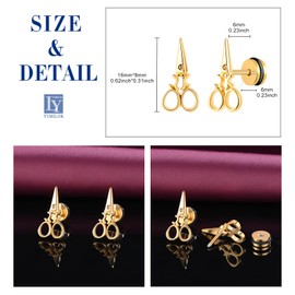 Yumilok Studs Earrings for Women Men Stainless Steel scissors Earrings gold