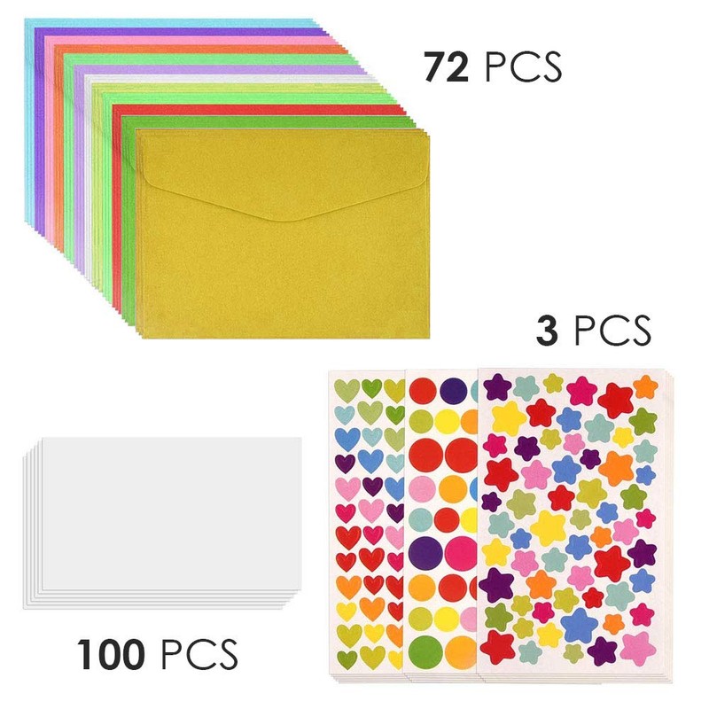 GLOBALDREAM Mini Envelopes, Pack of 72 Mini Envelopes, 100 Pieces