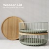 LIBKEN Fruit Basket with Wooden Bamboo Lid- Fruit Bowl For