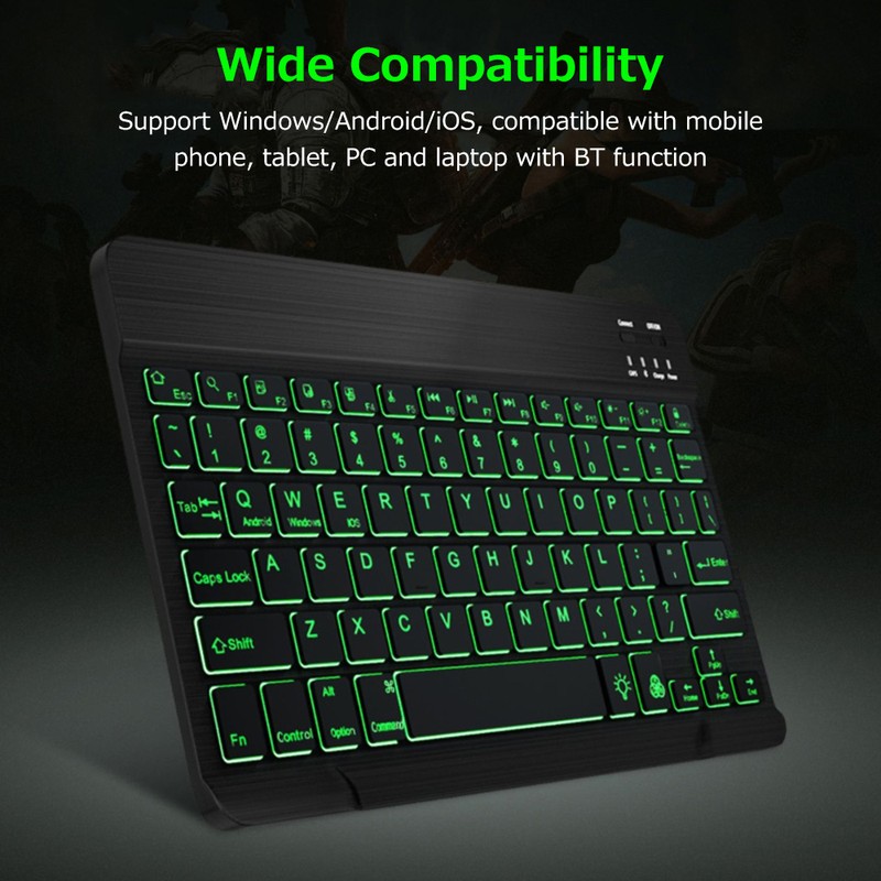 10 inch Wireless BT Keyboard Ultra-thin Rechargeable BT Keyboard Three-system