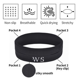 WILLWELL SPORT Laufgürtel - Hüfttasche, Sportgürtel mit Taschen,Trinkgürtel. Ideal zum Herumtragen von Schlüsseln, Handys, Karten und Bargeld. Für Männer und Frauen(Medium/29''-32''Waist)…