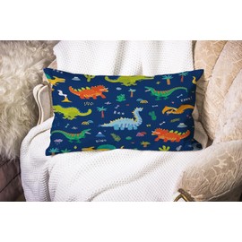 Dinosaur Lumbar Pillow Covers 12x20 inch, Dino Pillow Case for Kids Boys Girls,Recantgle Cushion Covers for Bedroom, Birthday Party Decor