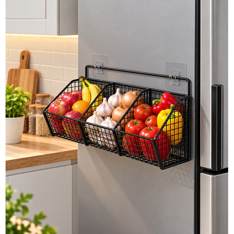 Wall-Mounted Kitchen Storage Basket for Vegetables and Pantry Organization –