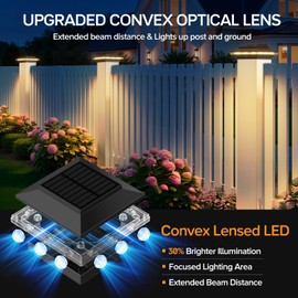 ELECLINK 4x4 Solar Post Cap Lights Upgraded, Brighter and Extended Beam to Light Post Fence Deck with Warm/White Lights, Waterproof Outdoor Posts Solar Light for Posts 6 Pack(Black)