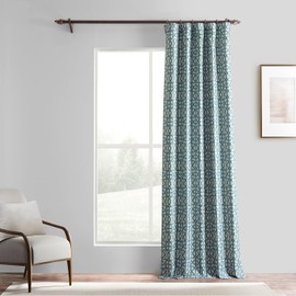 HPD Half Price Drapes Metro Faux Silk Jacquard Room Darkening Curtains - 84 Inches Long Curtain for Bedroom & Living Room, Rod Pocket Design (1 Panel), 50W x 84L, Metro Teal Blue