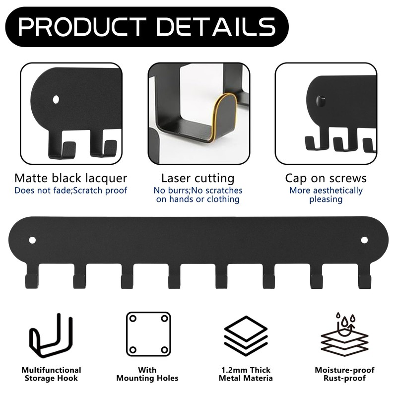 Suzurana 2 Pack Key Holder for Wall,Key Hooks with 8
