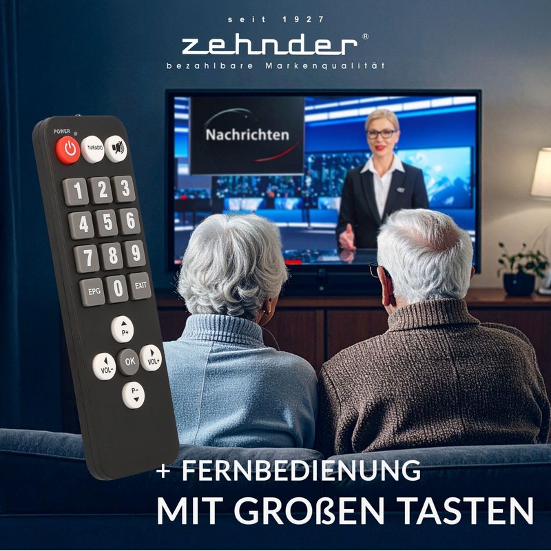 Zehnder Original Seniors Remote Control for HX 2600 Mini HDTV