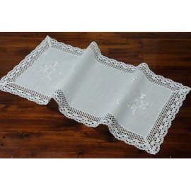 Table Runner 40 x 90 cm Embroidered with Lace (40 x 90)
