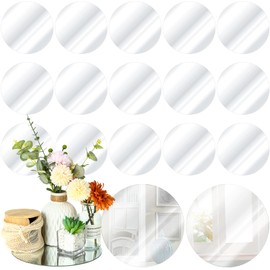 Tuanse 18 Pcs Round Mirror Candle Plate Set Round Trays Circle Centerpieces for Tables Mirror Plate Party Tiles for Wedding Decor Crafts Christmas Decorations(10 Inch)