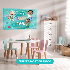 EGD JJ, Nina & Cody Cocomelon Picture Frame I Acrylic Art Decorations for Kids Bedroom I CoComelon Acrylic Frame I Wall Decor for Boy & Girl I Wooden Stand for Wall Support (Wide 30"x 20" Height)