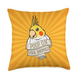 Parrot Poop On Your Enemies I Lutino Cockatiel Throw Pillow
