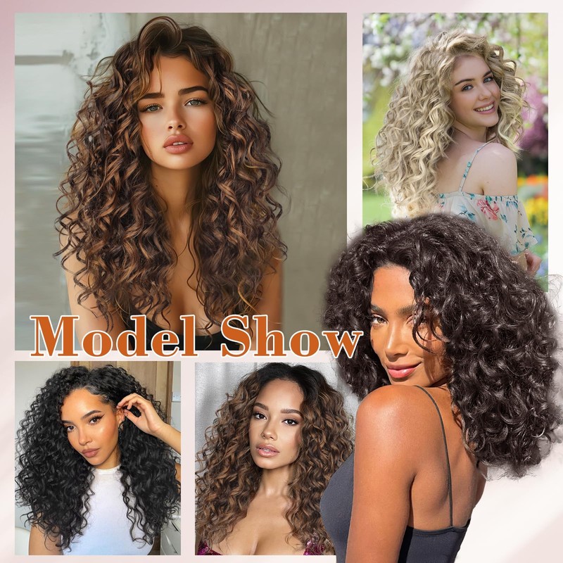 Bouncy Curly Hair Extensions, 4PCS Synthetic Clip in Hair Extensions