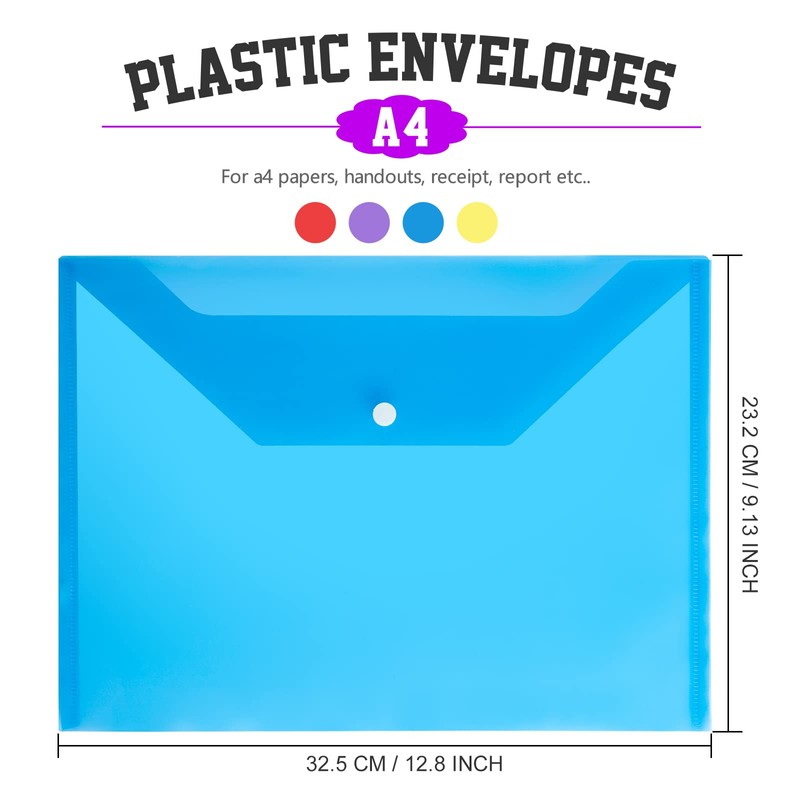 LEOBRO Plastic File Folders for Documents, 4 PCS File Folders,
