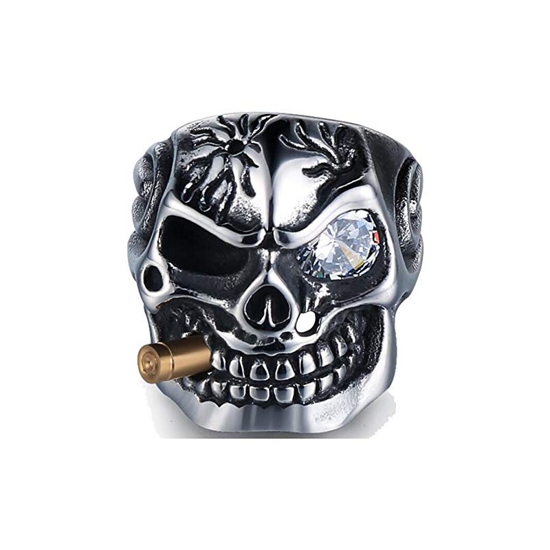 Vintage Stainless Steel Gothic Skull Smoking Bullet Biker Cocktail Party