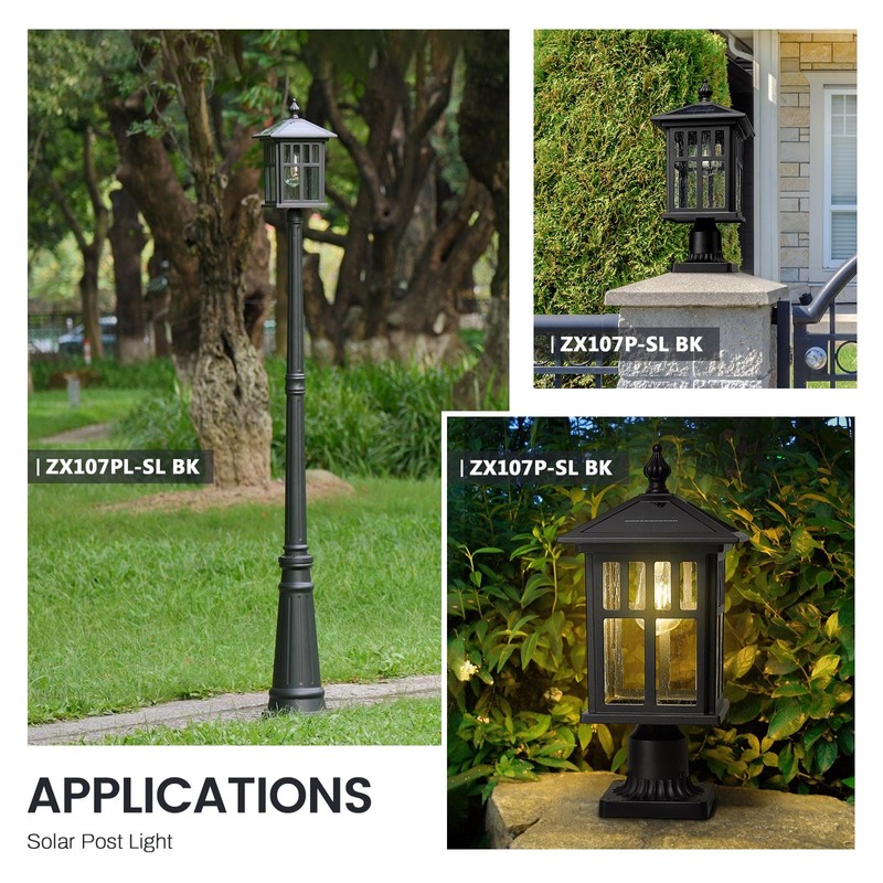 zeyu 19 Inch Solar Post Light with Pier Mount, Modern