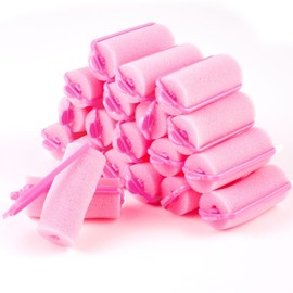 Fhioevt Pack of 30 Foam Hair Rollers Sponge Curlers Foam Hair Roller Soft Foam 25 mm Hair Rollers for Women Girls Children Short Hair DIY Hair Styling (Pink)