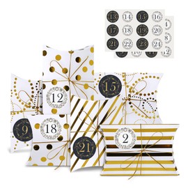 Naler Advent Calendar 2024, 24pcs Christmas Candy Gift Box Advent Calendars Boxes for Kids Adult DIY Christmas Countdown Handicrafts Craft Decoration, Gold