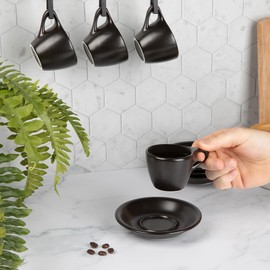 ANGELENO Coffee Espresso Cups Set of 4, 2.7oz Porcelain Ceramic Demitasse Cups, Black (4-Pack)