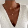 14k Rose Gold Vermeil Dainty Drop Lariat Necklace for Women,