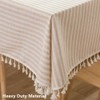 TruDelve 120 Inch Extra Long Tablecloth Beige Striped Tablecloths Washable