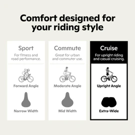 Schwinn Comfort Bike Seat, Quilted or Foam Padded Bike Saddle, Various Styles, Weather-Resistant Cover, Easily Attaches to Most Standard Seatposts