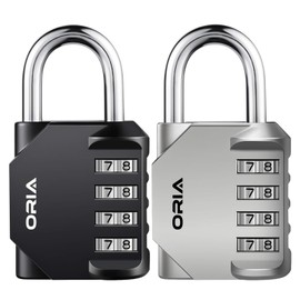 Upgraded Version Combination Lock, [2 Packs] 4 Digit Re-settable Security Padlock, Combination Padlock Set for School, Gym or Sports Locker, Toolbox, Storage (Silver & Black)