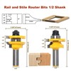 SICWOOD 2PCS Rail and Stile Router Bit Set 1/2 Shank,