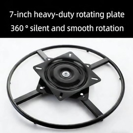 7inch Heavy-Duty Bar Stool Rotating Base Replacement, 360 ° Square Black Metal Rotating Plate Base with Solid Ball Bearings, Used for Changing Lounge Chairs, bar stools, and Boat Chairs