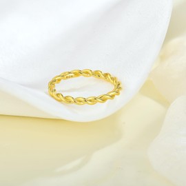 Vemhel Twisted Rings 925 Sterling Silver Stackable Ring Jewelry Gifts for Women, 8, No Gemstone, 18K Gold Plated, NR86180H-size8