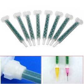 FASTROHY 100pcs Epoxy Mixing Nozzles, Plastic, Clear, for AB Glue Cartridge, Square Bayonet, MA Series, Two Component Liquid Mixing Machine