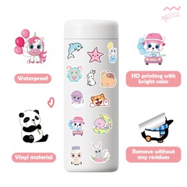 Geehouz 200 Pcs Cute Animal Stickers, Waterproof Vinyl Cartoon Stickers for Kids, Water Bottles, Laptops, Phones, Skateboards, Fun Decoration & DIY Gift Idea (Aniamls)