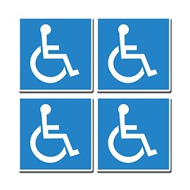 4 x Disabled Blue Mobility Badge Car Bus Sticker Campervan Caravan Decal 0218 (Static Cling)